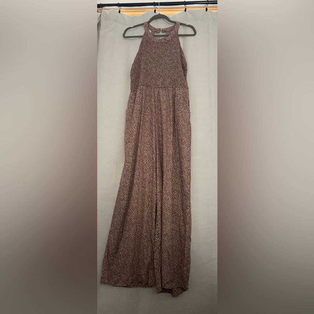 Jessica Simpson cheetah print jumpsuit brown cream size large